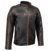 Milwaukee Leather Men’s Copperline Black Leather Moto Café Racer Jacket, Stand Collar, 6 Pockets - SFM1816