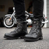 Milwaukee Motorcycle Clothing Co. MB440 Men's Throttle Regular Width 6" Black Dual-Zip Leather Motorcycle Boots