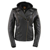 Milwaukee Leather LKL2739 Women's Black Premium Leather Vented Motorcycle Biker Jacket w/ Hoodie