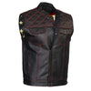 Milwaukee Leather LKM3782 Men's Classic Black Premium Leather Motorcycle Vest with USA Flag Liner