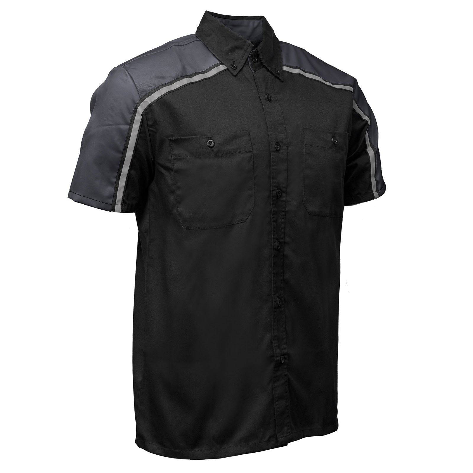 Milwaukee Motorcycle Clothing Co. MDM11601 Men's Black and Grey Button Up Mechanic Shirt w/ Reflective Stripe