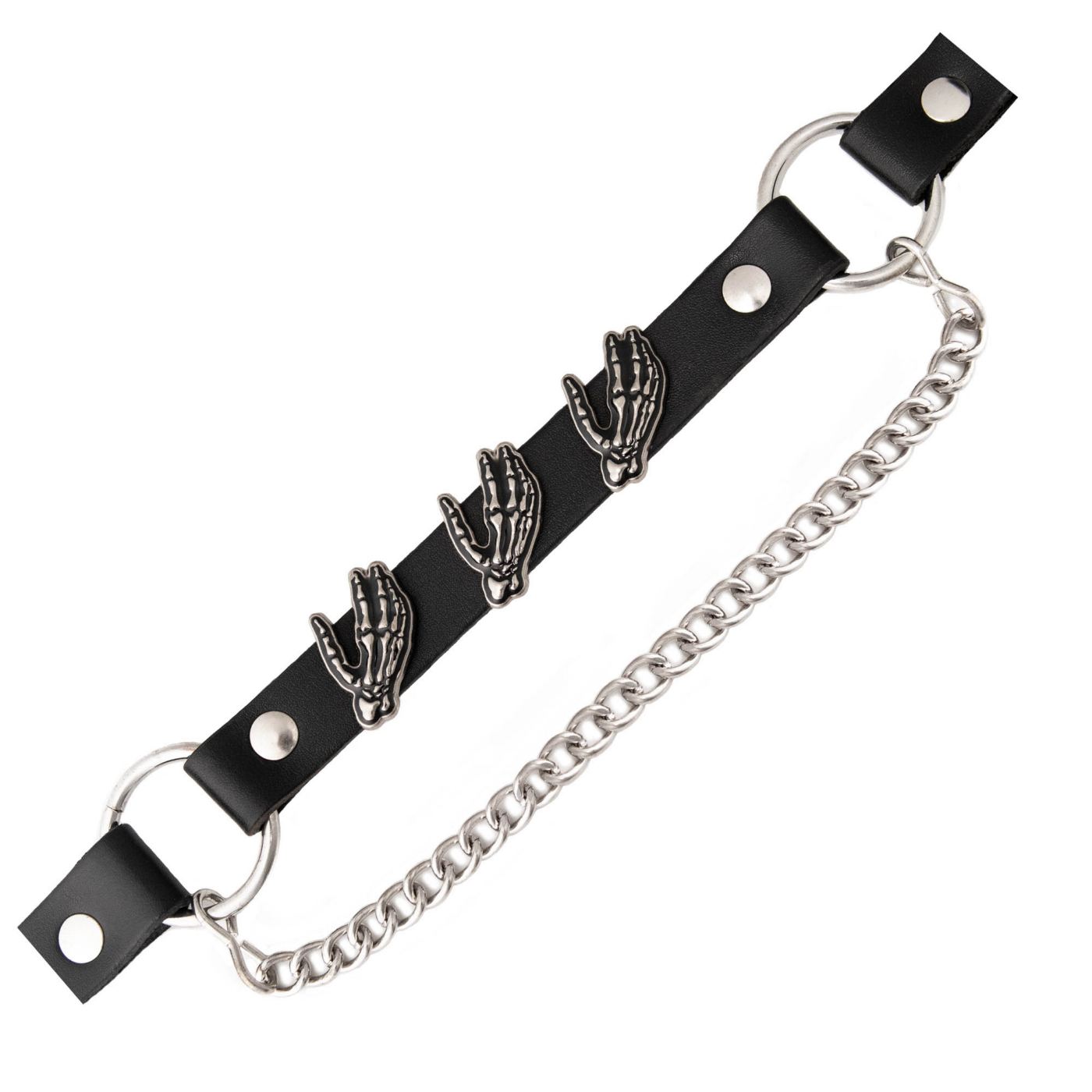 Milwaukee Leather MLA3006 Silver Biker Chain for Motorcycle Boots w/ Skeleton Hand Emblem