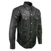 Milwaukee Leather MLM1611 Men's Premium Black Leather Casual Biker Rider Shirt w/ Vintage 5 Cent Buffalo Buttons