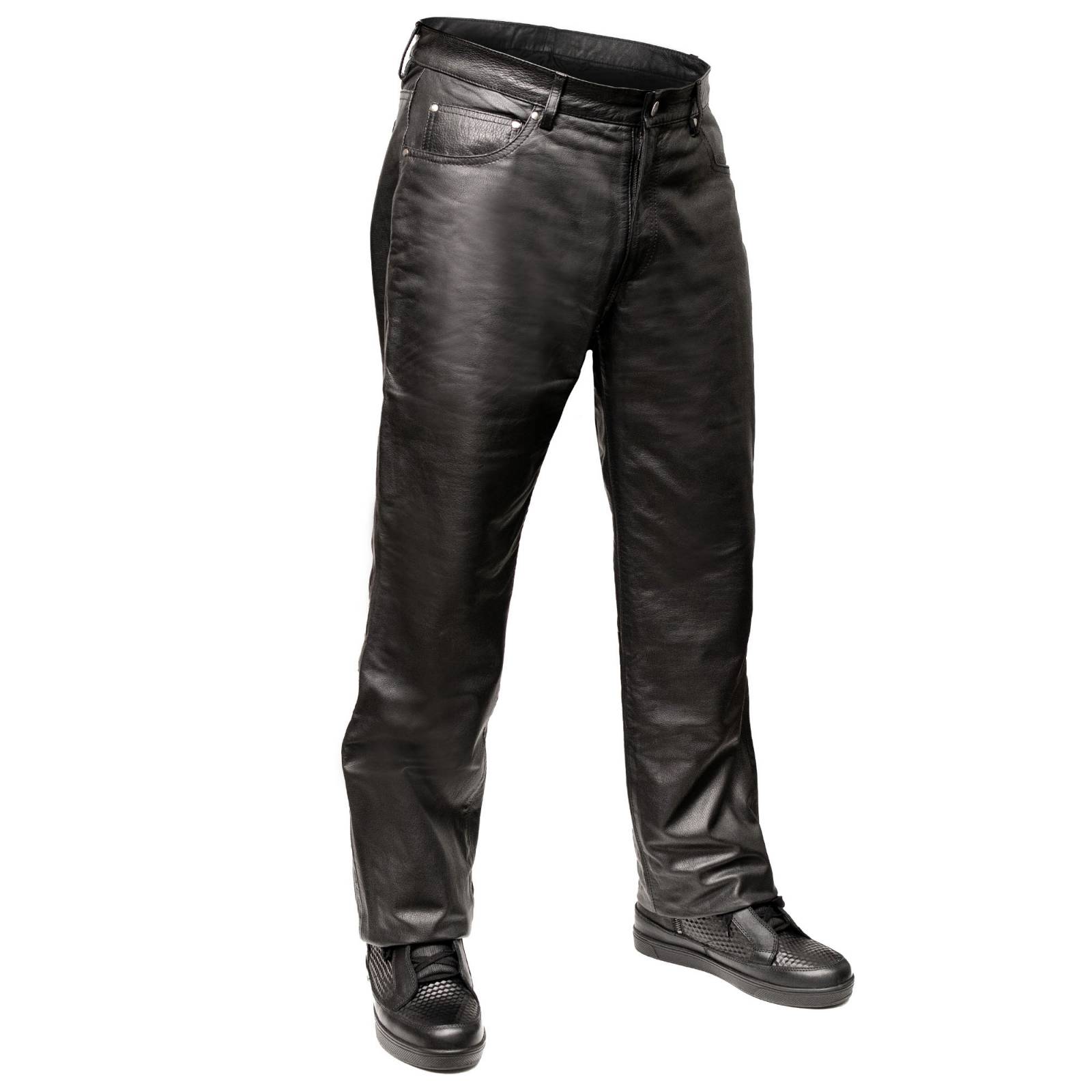 Milwaukee Motorcycle Clothing Co. Men’s Branson Black Premium Leather Biker Lined Pants – 5-Pocket MMC50000