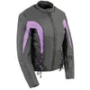 Nexgen SH2188 Women's Black and Purple Textile Motorcycle Riding Jacket with Side Stretch and Lacing