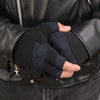 Milwaukee Leather SH44610 Men's Black Gel Padded Fingerless Motorcycle Mechanics Hand Gloves w/ Amara Cloth’