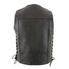 Milwaukee leather LKM3787 Men's Classic Side Laced Black Leather Motorcycle Rider Biker Vest w/ Ten Pockets
