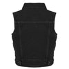 Milwaukee Leather MDK3910 Black Unisex-Child Kids Denim Snap Front Vest with Shirt Style Collar