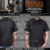 Milwaukee Leather MDM11669 Men’s Black Button-Up Heavy-Duty Work Shirt - Classic Mechanic Shirt w/ Pockets