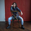 Milwaukee Leather MNG21612 Women's Black and Pink with Blue Long Sleeve Cotton Flannel Shirt