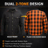 Milwaukee Leather Men’s Two-Tone CE Armored Flannel - Solid Front / Plaid Back - Reinforced w/ Aramid Fibers - MPM1672