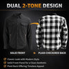 Milwaukee Leather Men’s Two-Tone CE Armored Flannel - Solid Front / Plaid Back - Reinforced w/ Aramid Fibers - MPM1673