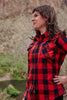 Hot Leathers FLL3002 Ladies Black and Salmon Long Sleeve Flannel