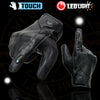 Milwaukee Leather MG7599 Men's Black Leather Motorcycle Gloves w/ i-Touch Screen and Led Finger Light
