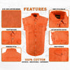 Milwaukee Leather MDM11682 Men’s Classic Orange/Beige Button-Down Cut Off Frayed Sleeveless Casual Shirt