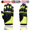 Milwaukee Leather MG7740 Women's Padded Black Leather and Neon Green Mesh Racing Motorcycle Rider Gloves
