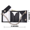 Milwaukee Leather MLW7831 Men's 4" Classic Black Plain Genuine Leather Tri-Fold Biker Wallet w/ Anti-Theft Stainless Steel Chain
