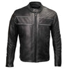 Milwaukee Leather USA MADE MLJKM5003 Men's Black Echo Premium Leather Motorcycle Jacket with Reflective Piping