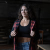 Milwaukee Leather MNG21602 Women's Casual Black and Red Long Sleeve Cotton Flannel Shirt with Hoodie