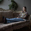 Milwaukee Leather MNG21614 Women's Gray and Red with Yellow Long Sleeve Cotton Flannel Shirt