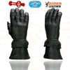 Milwaukee Leather SH870 Women's USA Deerskin Black Leather Gauntlet Winter Gloves w/ Gel Palm