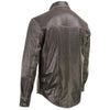 Milwaukee Leather MLM1612 Men's Distressed Grey Casual Biker Rider Leather Shirt w/ Vintage 5 Cent Buffalo Buttons