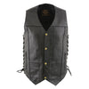 Milwaukee leather LKM3787 Men's Classic Side Laced Black Leather Motorcycle Rider Biker Vest w/ Ten Pockets