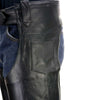 Milwaukee Leather LKM5723 Classic Black Leather Unisex Motorcycle Riding Biker Chaps for Men and Women