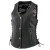 Milwaukee Leather LKL4711 Women's Black Premium Leather Motorcycle Vest with Side Lace Adjustment