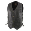 Milwaukee leather LKM3787 Men's Classic Side Laced Black Leather Motorcycle Rider Biker Vest w/ Ten Pockets
