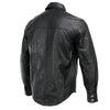 Milwaukee Leather MLM1611 Men's Premium Black Leather Casual Biker Rider Shirt w/ Vintage 5 Cent Buffalo Buttons