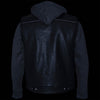 Milwaukee Leather LKM3785 Men's 2 in 1 Classic Black Premium Leather Motorcycle Hoodie Jacket w/ Convertible Vest