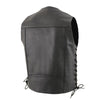 Milwaukee leather LKM3787 Men's Classic Side Laced Black Leather Motorcycle Rider Biker Vest w/ Ten Pockets