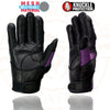 Milwaukee Leather SH802 Women's Black and Purple Leather with Mesh Combo Racing Gloves