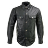 Milwaukee Leather MLM1611 Men's Premium Black Leather Casual Biker Rider Shirt w/ Vintage 5 Cent Buffalo Buttons