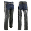 Milwaukee Leather LKM5722 Men's Black Premium Leather Dual Comfort Motorcycle Biker Rider Chaps
