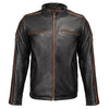 Milwaukee Leather Men’s Copperline Black Leather Moto Café Racer Jacket, Stand Collar, 6 Pockets - SFM1816