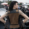 Milwaukee Leather Women's MLL4509 Smoocher Two Tone Crazy Horse Brown and Black Leather Club Style Motorcycle Vest