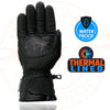 Milwaukee Leather Men's Black Gauntlet Motorcycle Gloves-Black Soft Leather Waterproof Cinch Wrist Closure-SH293