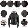 Milwaukee Leather LKL2737 Women's Black Premium Leather Motorcycle Biker Racer Style Scuba Jacket w/ Hoodie