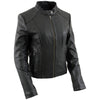 Milwaukee Leather LKL2735 Women's Black Premium Leather Scuba Style Biker Jacket w/ Mandarin Collar