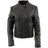 Milwaukee Leather LKL2735 Women's Black Premium Leather Scuba Style Biker Jacket w/ Mandarin Collar