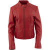 Milwaukee Leather LKL2738 Women's Red Premium Leather Scuba Style Biker Jacket w/ Mandarin Collar