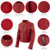 Milwaukee Leather LKL2738 Women's Red Premium Leather Scuba Style Biker Jacket w/ Mandarin Collar