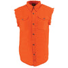 Milwaukee Leather DM1003 Men's Orange Lightweight Denim Shirt with Sleeveless Frayed Cut Off