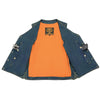 Milwaukee Leather DM1360 Men's Classic Blue Denim Motorcycle Biker Riders Vest w/ Adjustable Side Laces