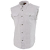 Milwaukee Leather DM4006 Men's White Denim Lightweight Shirt with Sleeveless Frayed Cut Off