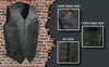 Event Leather EL5315TALL Black Motorcycle Leather Vest for Men's Tall Sizes Riding Club Adult Motorcycle Vests