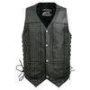 Event Leather EL5391 Black Motorcycle Leather Vest for Men w/ 10 Pockets- Riding Club Adult Motorcycle Vests