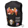 Event Leather ELM3920 Men's Black Leather Pre-Patched Bikers Vest w/ 6 Pockets - 23 Patches and Side Laces